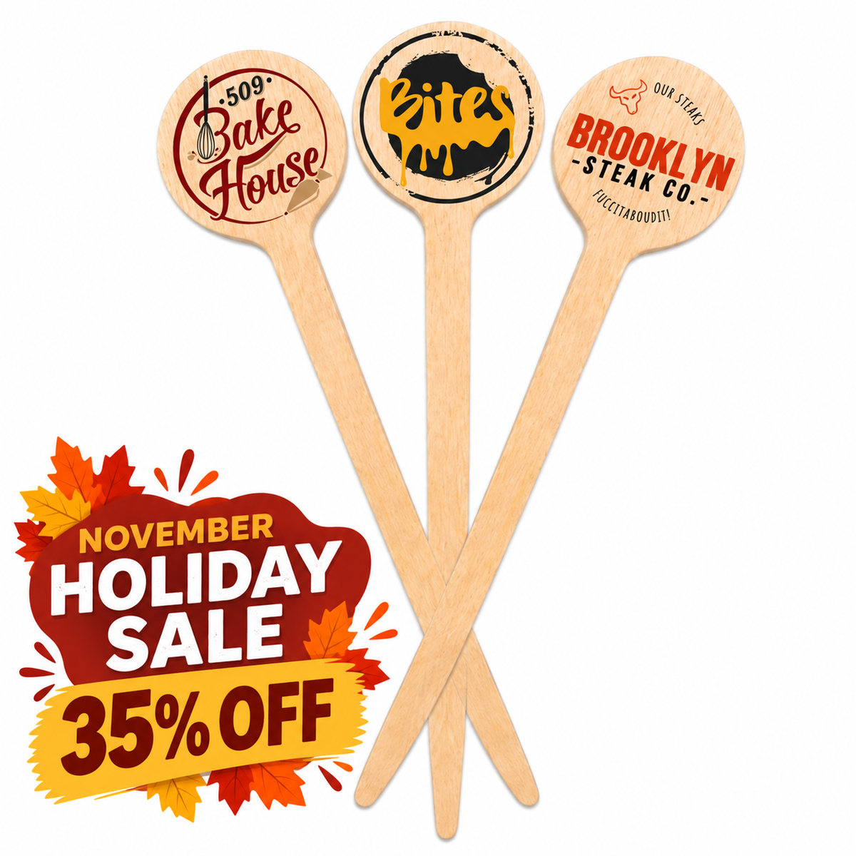 4 inch Custom Toothpicks - Round Top - HOLIDAY SALE