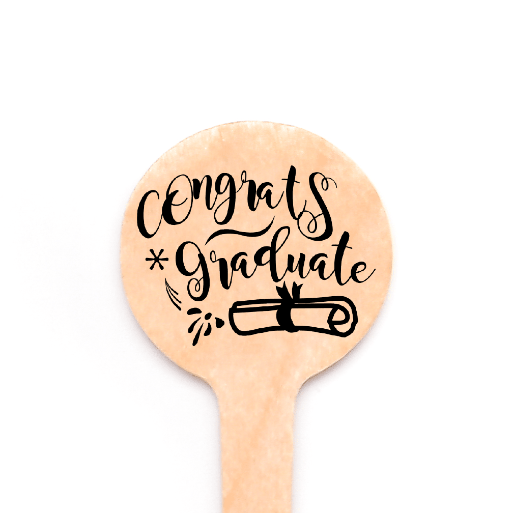 4 inch Custom Mini Dessert Graduation Toppers – Custom Print - Round Top ( Pointy ) - Pick On Us, LLC