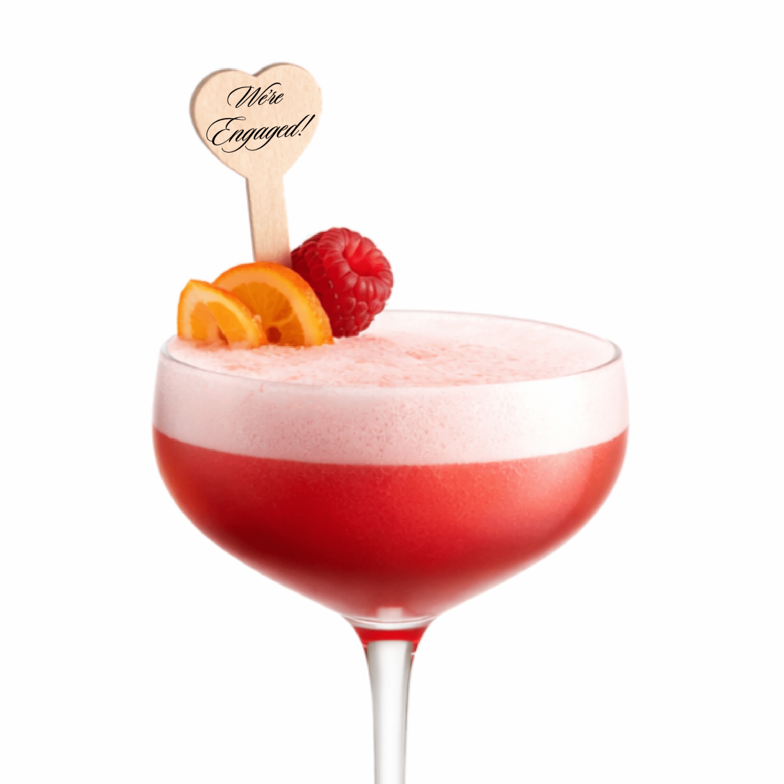 4.5 inch Custom Engagement Party Cocktail Picks - Heart Shape top - Pick On Us, LLC