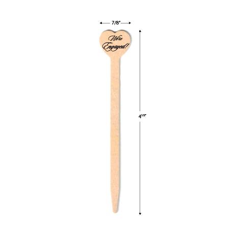 4.5 inch Custom Engagement Party Cocktail Picks - Heart Shape top - Pick On Us, LLC