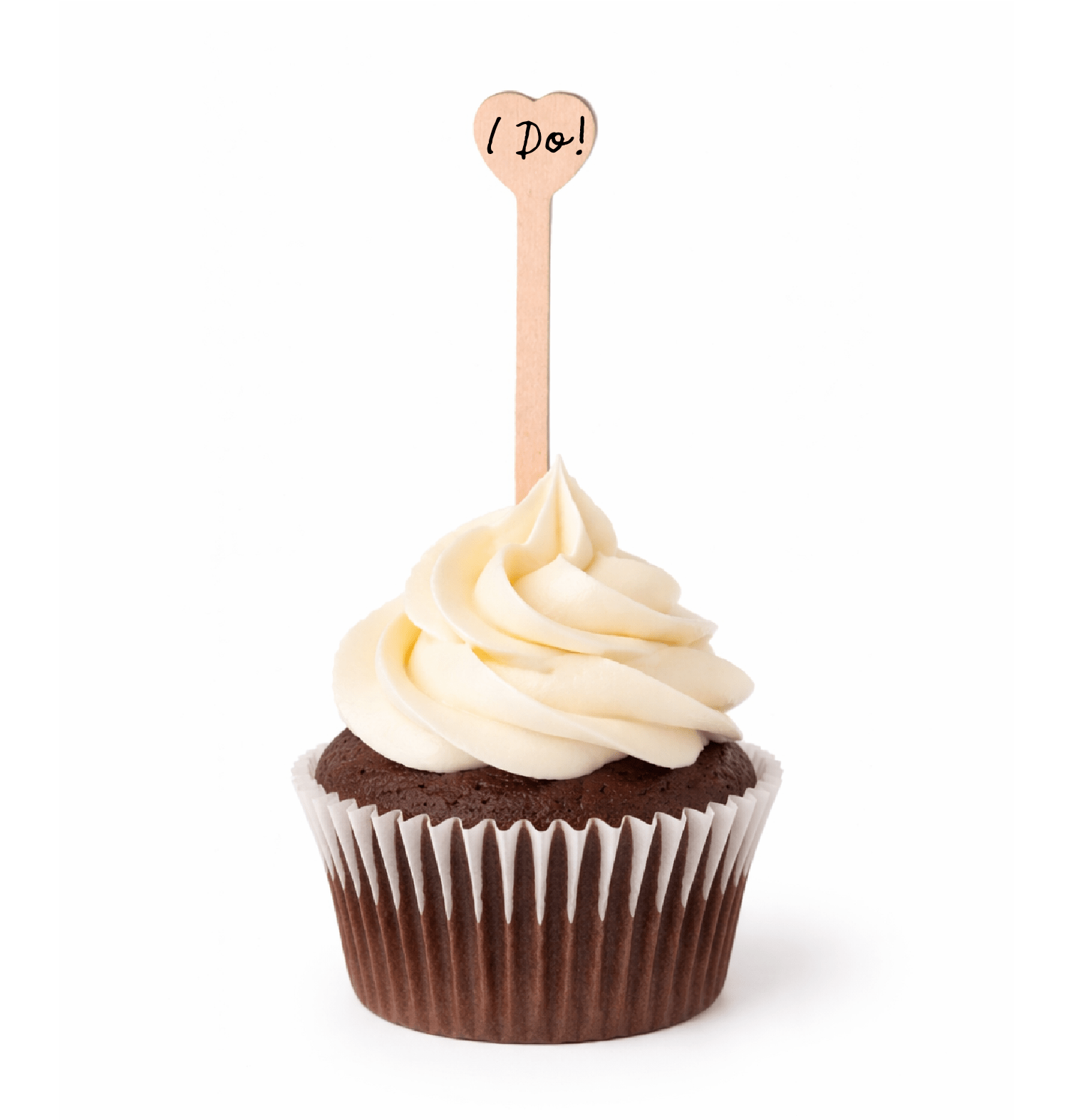 4.5 Inch Custom Wedding Cupcake Toppers - Heart Shape Top - Pick On Us, LLC