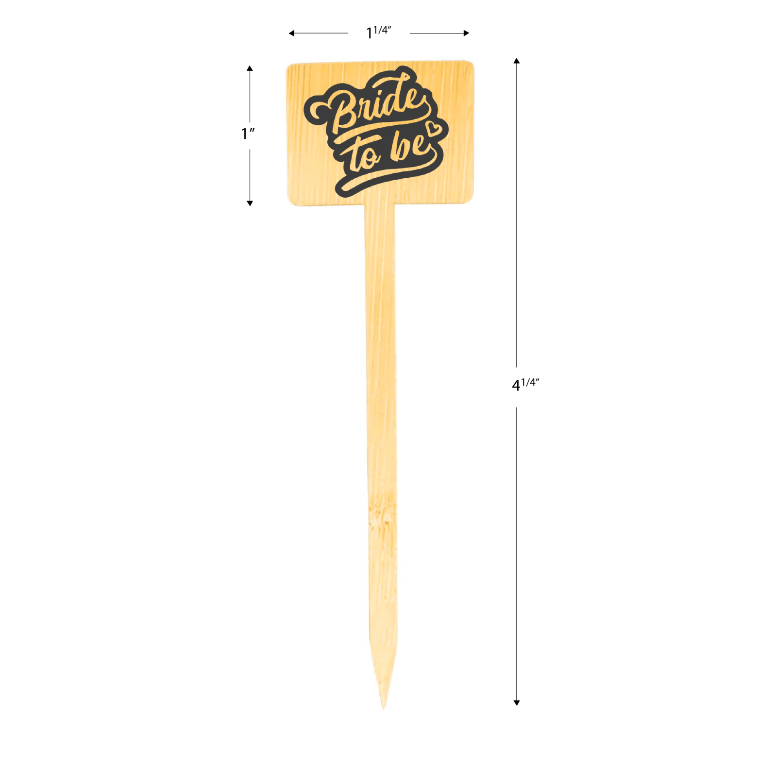 4.75 Inch Bridal Shower Dessert Picks - Bamboo Horizontal Rectangle - Pick On Us, LLC