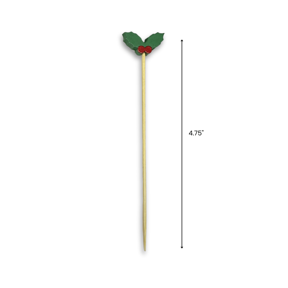 4.75 inch Holiday assorted Picks - Holly,Tree,Santa,Stocking - Pick On Us, LLC