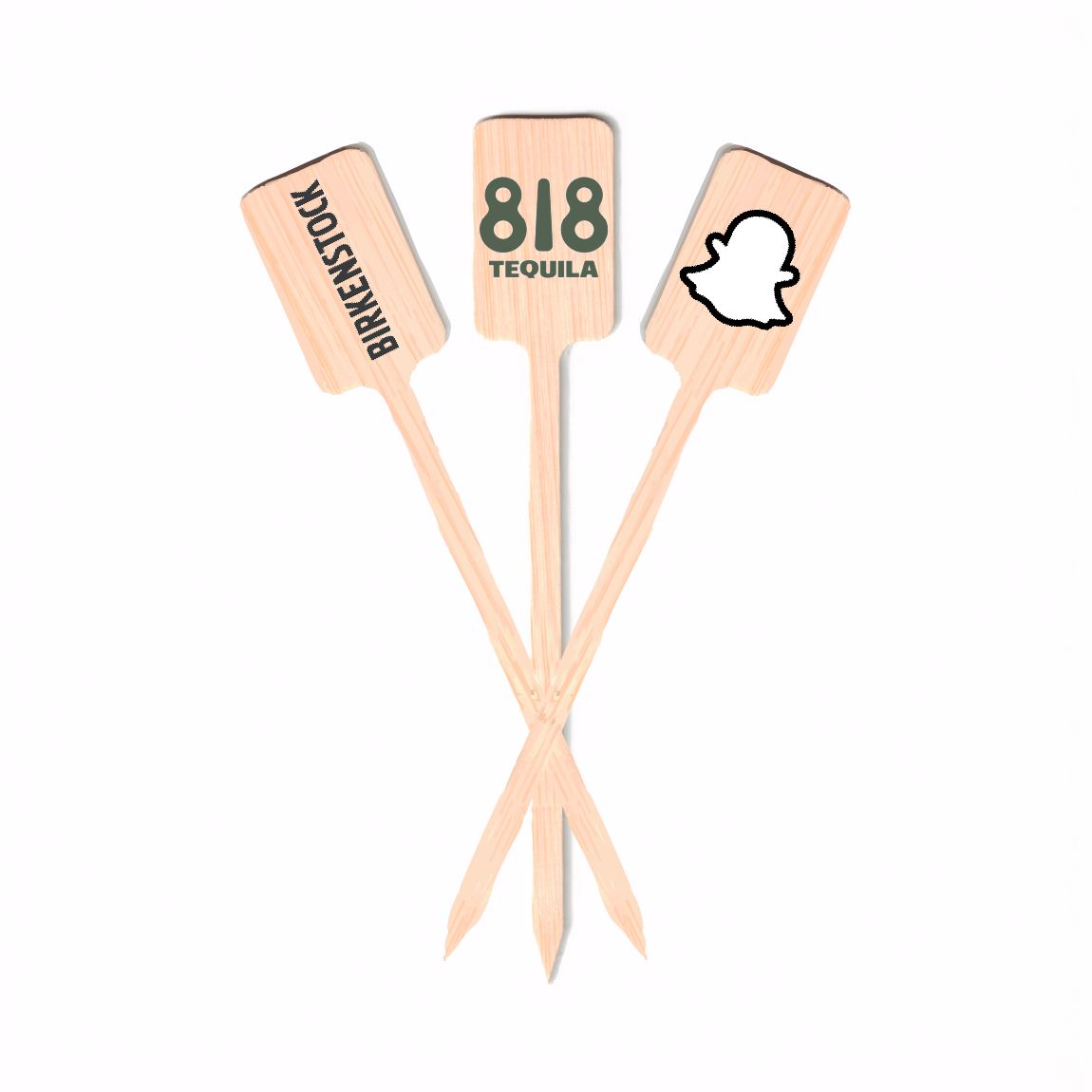 6 inch Bamboo Custom Skewers - Rectangle Top - ( Pointy ) - Pick On Us, LLC