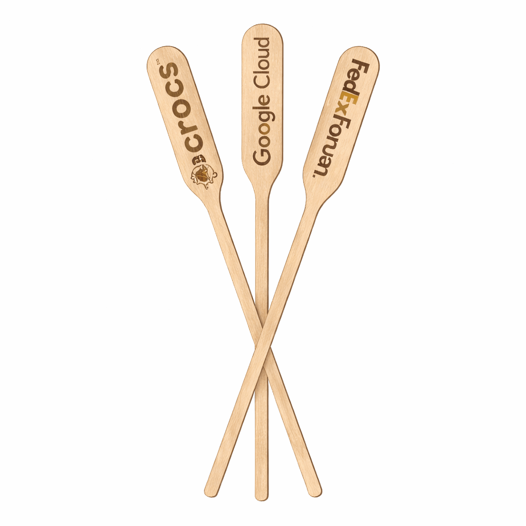 6 inch Custom Drink Stirrers - Paddle Picks Laser Engraved - Double Sided - Pick On Us, LLC