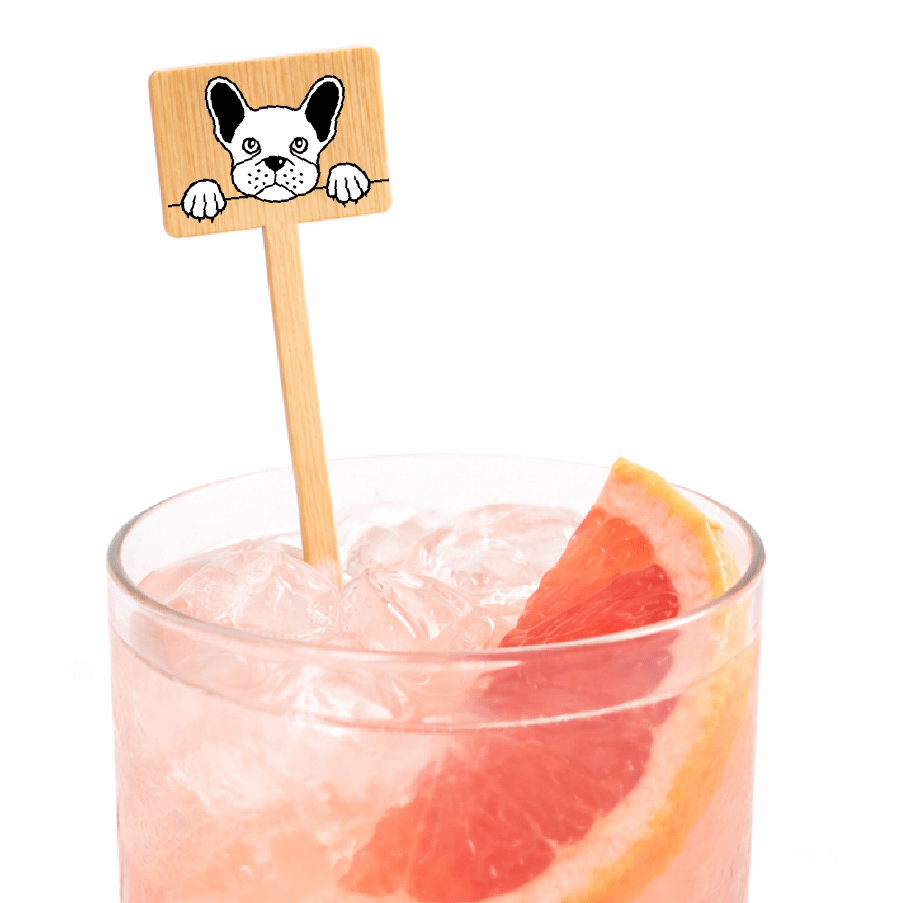 6 Inch Custom Pet Photo Drink Stirrers - Bamboo Horizontal Rectangle - Pick On Us, LLC