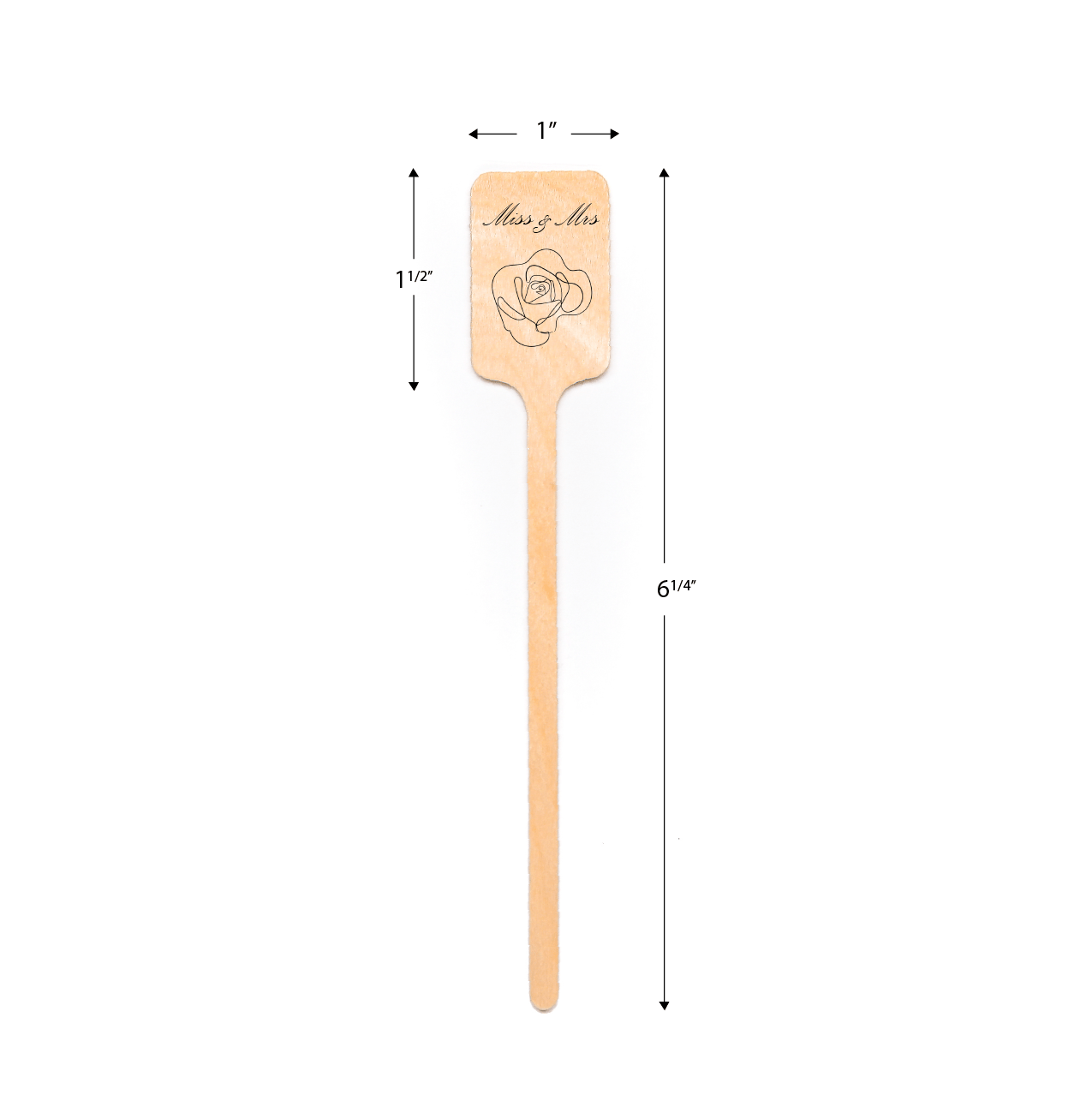 6.25 inch Custom Wedding Drink Stirrers - Rectangle Top - Color Printing - Pick On Us, LLC