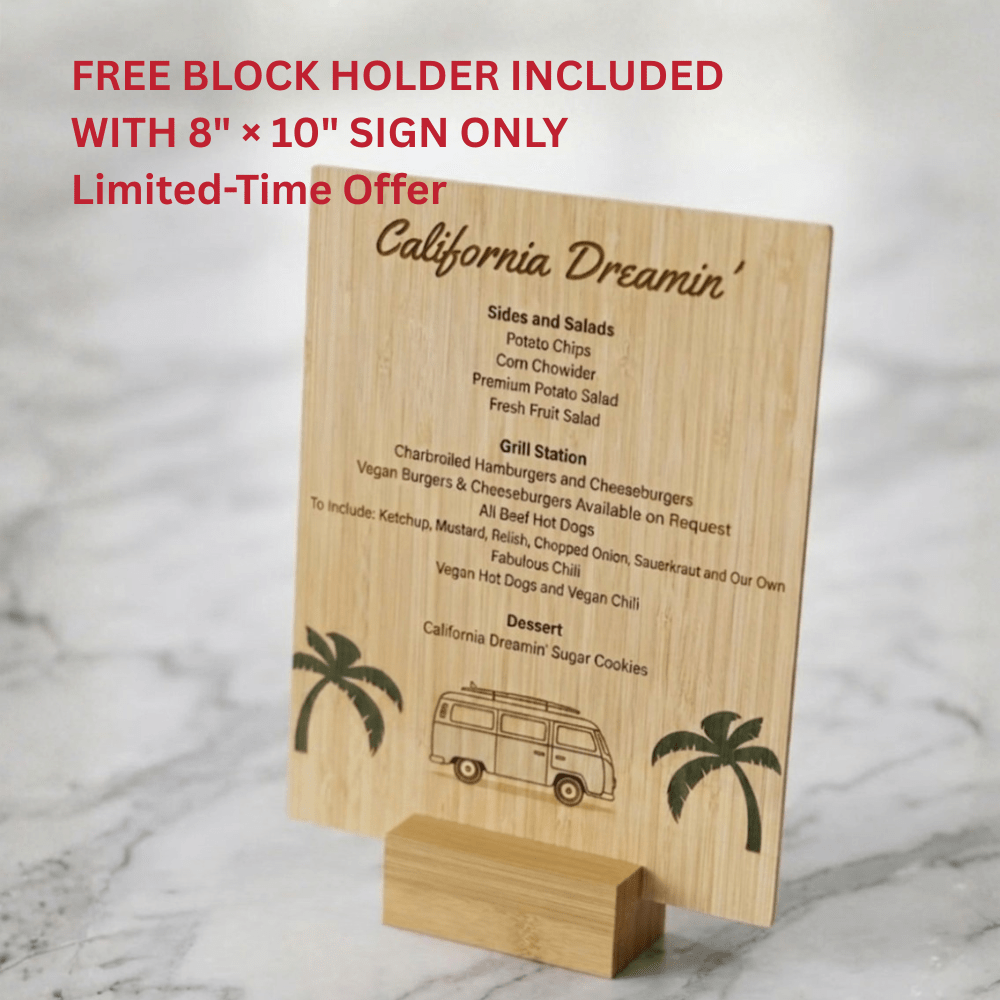 8 × 10 Inch Custom Printed Bamboo Sign - Pick On Us, LLC