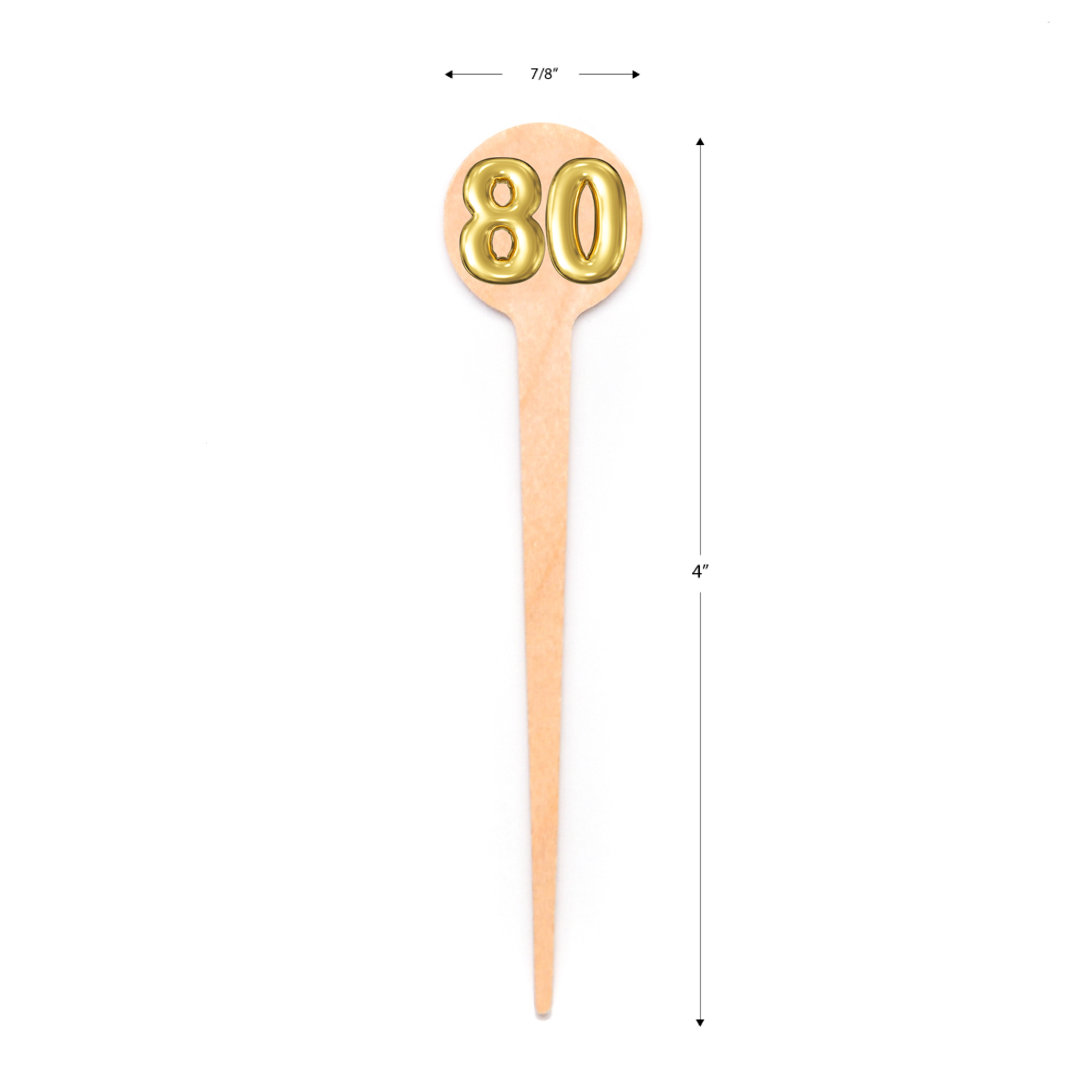 4 inch Custom Milestone Birthday Cocktail and Dessert Picks - Round Top ( Pointy ) Double Sided Printing