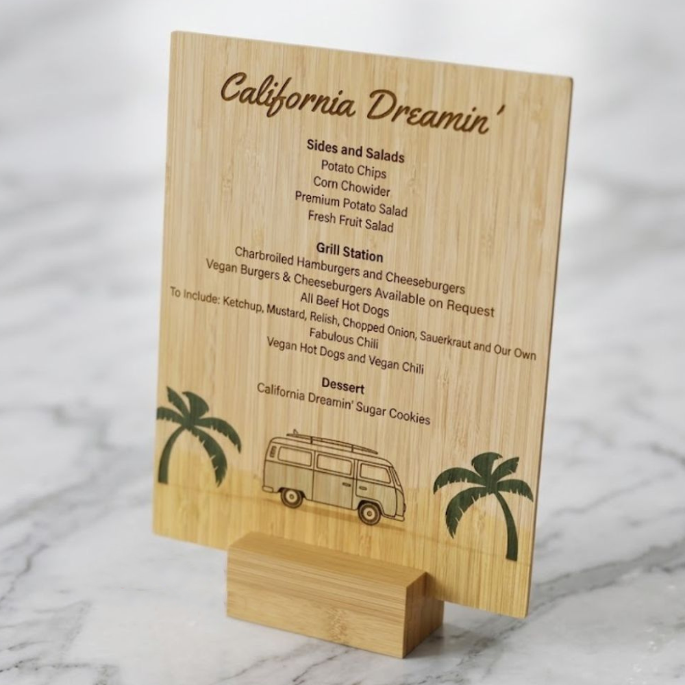 8 × 10 Inch Custom Printed Bamboo Sign