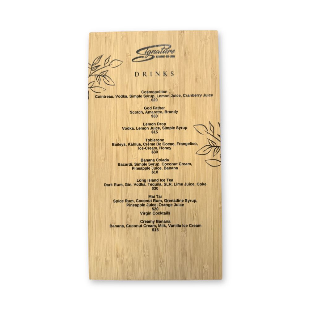 5.75 × 10.75 Inch Custom Printed Bamboo Sign
