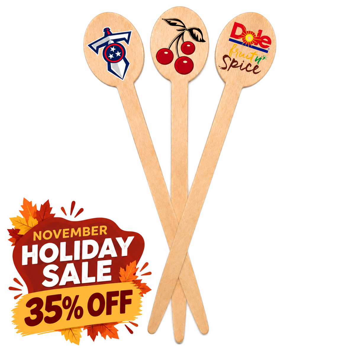 5 inch Custom Drink Stirrers - Oval Top - HOLIDAY SALE