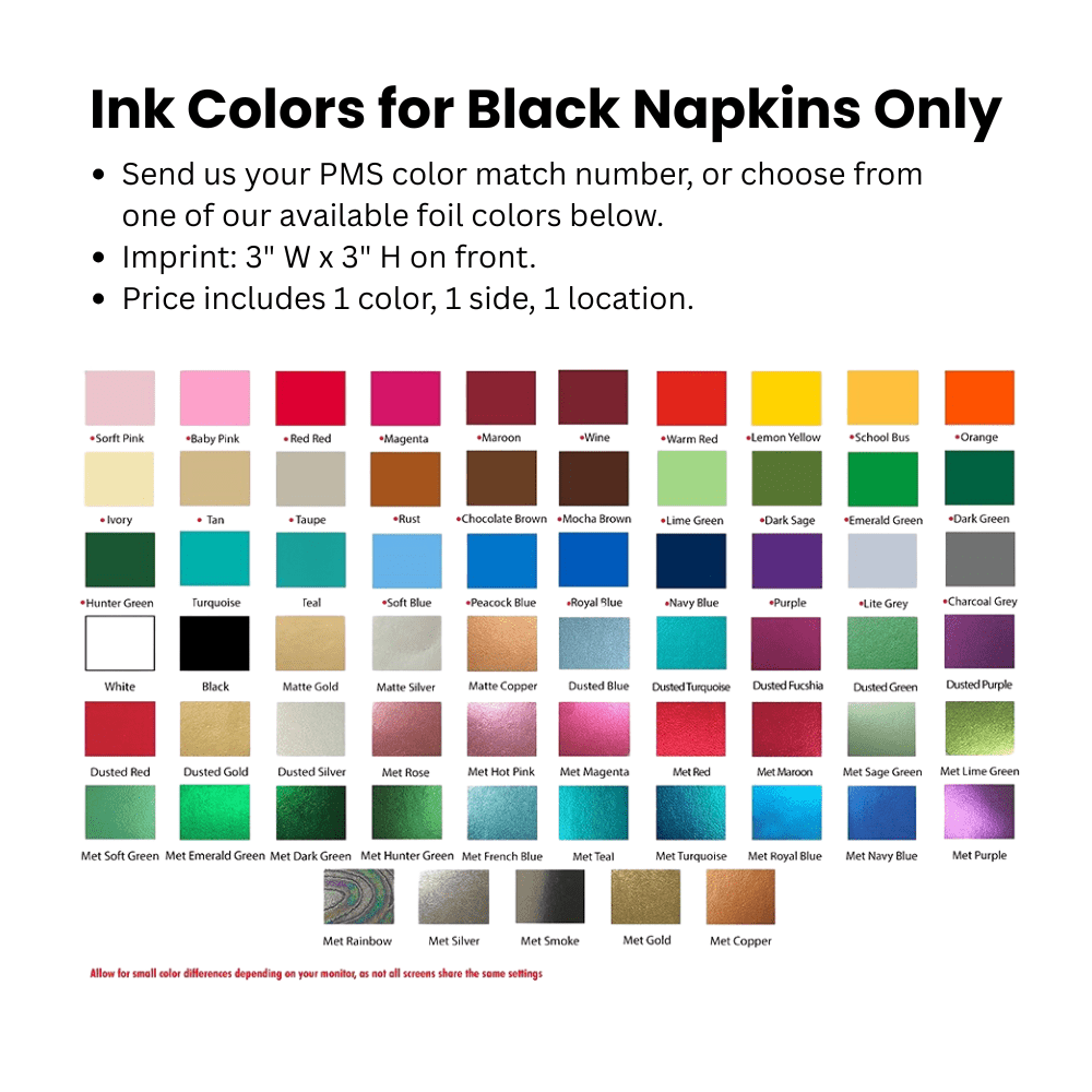 Custom Cocktail Napkins - Black - Pick On Us, LLC