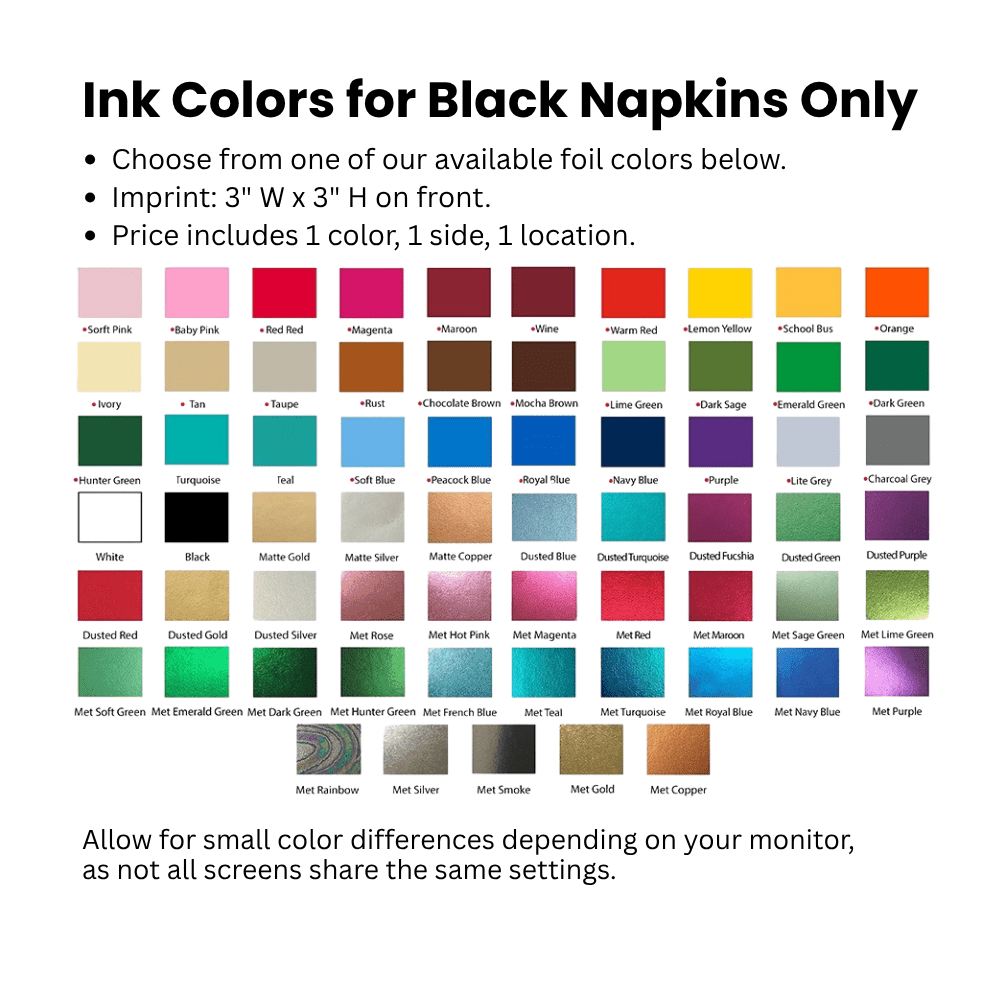 Custom Cocktail Napkins - Black - Pick On Us, LLC