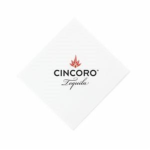 Custom Premium 3-Ply Linen Like Cocktail Napkins - White Four Color - Pick On Us, LLC