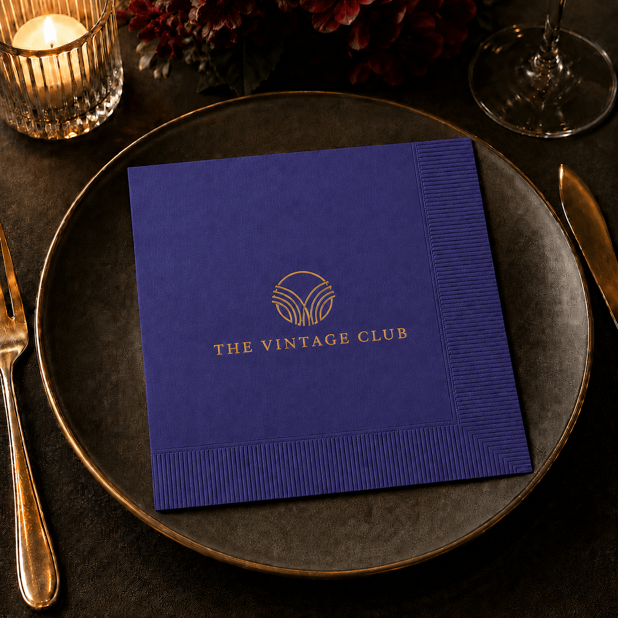 Custom Premium 3-Ply Paper Dinner Napkins - Purple - Pick On Us, LLC