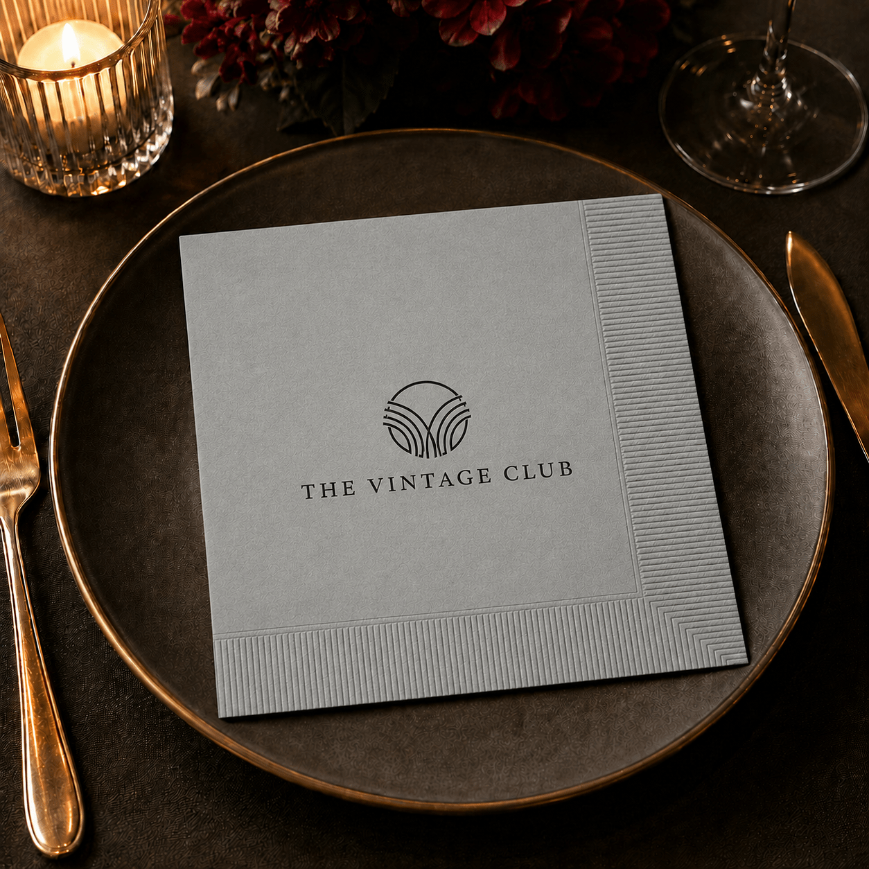 Custom Premium 3-Ply Paper Dinner Napkins - Silver - Pick On Us, LLC