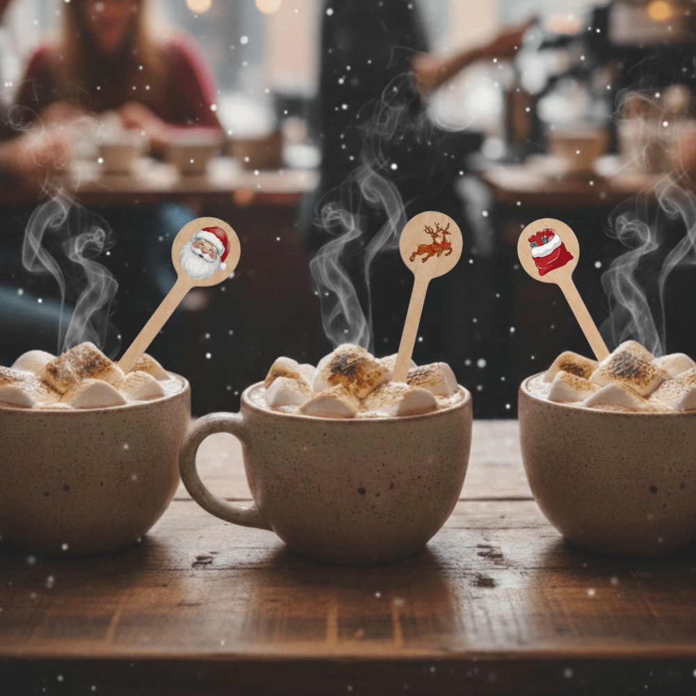 Holiday Wooden Drink Stirrers (Assorted) - 6 inch - Pick On Us, LLC