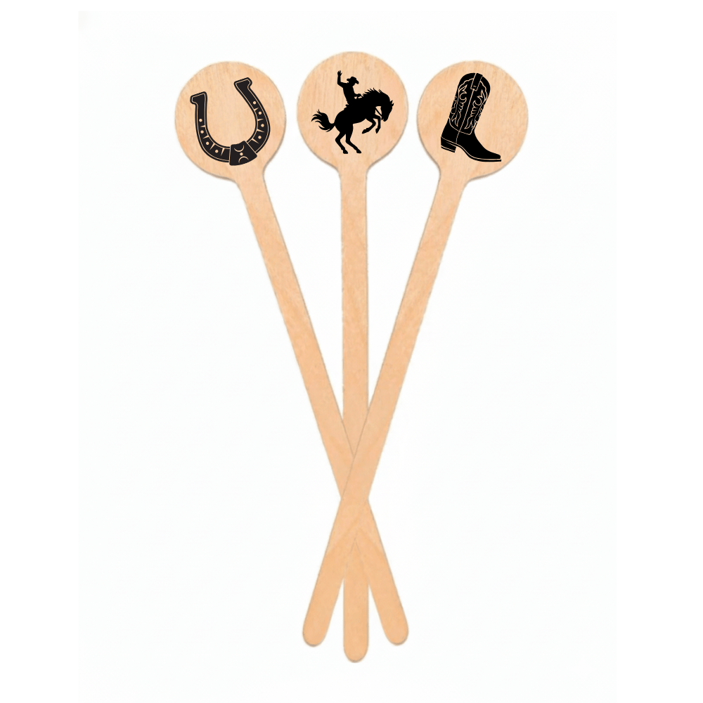 Western Wooden Stirrers / Picks – 6 Inch - Pick On Us, LLC