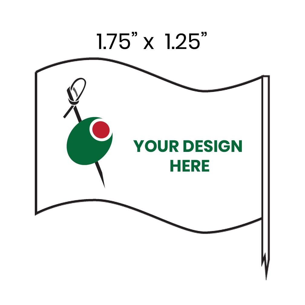 4.75" Bulk Custom Toothpick Flags - Medium Wavy - 1.75" x 1.25" - Pick On Us, LLC