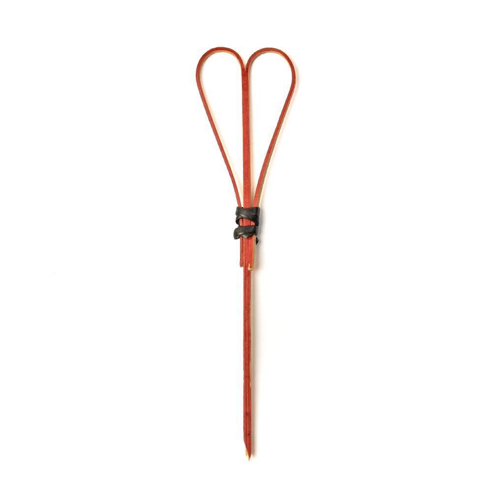 4.75 Inch Red Bamboo Tied Heart Picks - Pick On Us, LLC