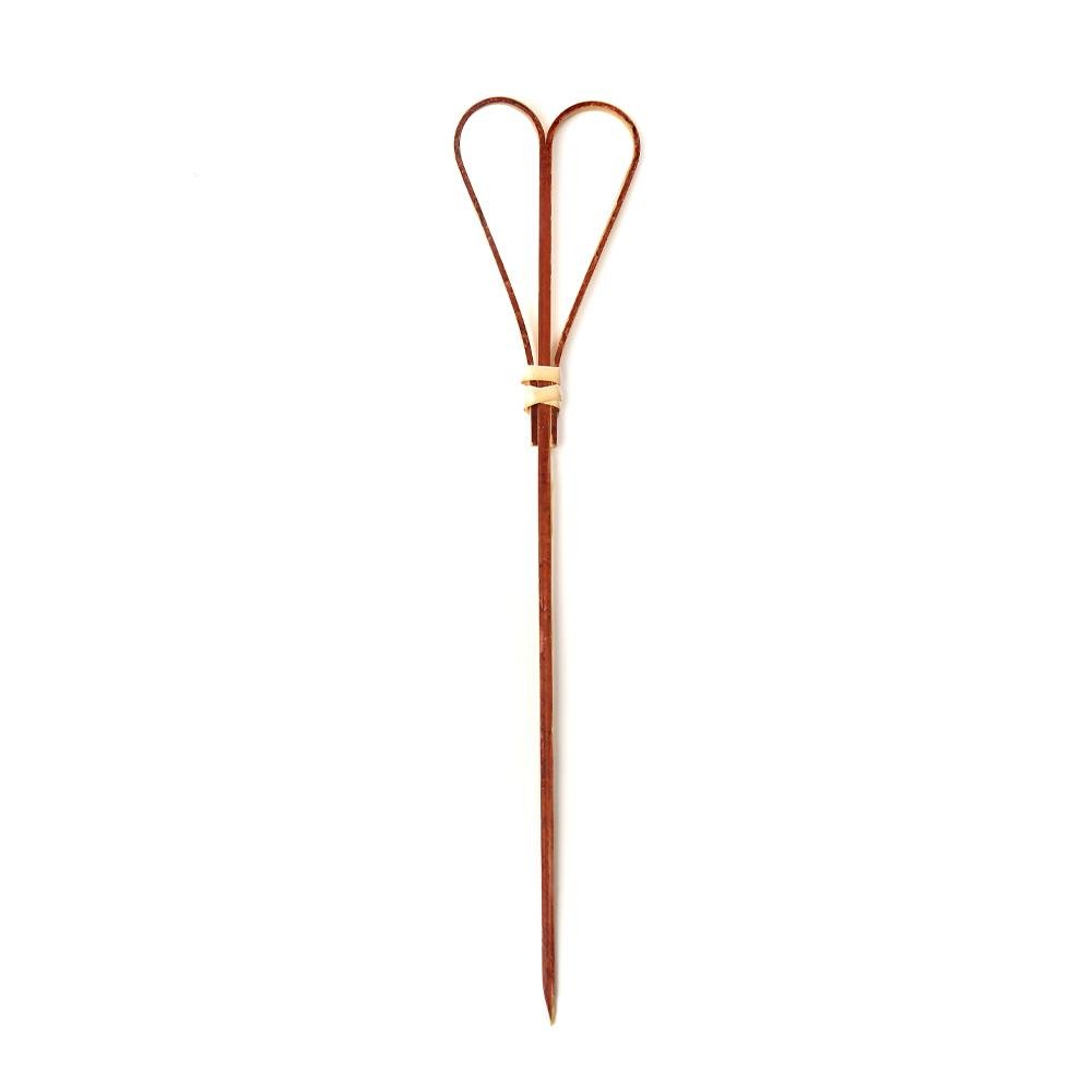 6 Inch Red Bamboo Tied Heart Picks - Pick On Us, LLC