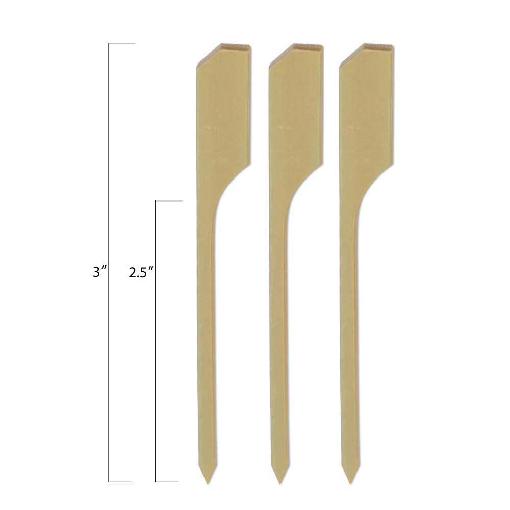 Bamboo Paddle Skewers - Boat Oar Picks - 3 Inch - Pick On Us, LLC