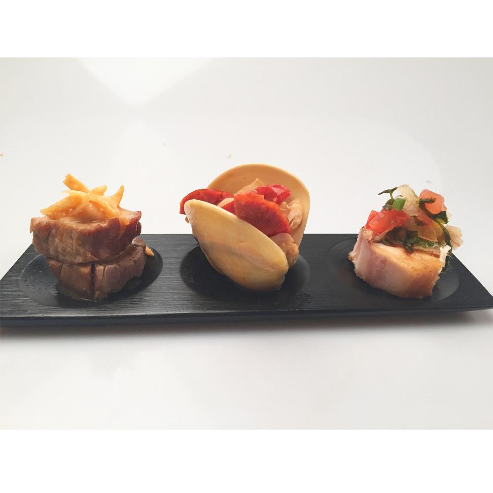 Black Bamboo Mini trio appetizer serving trays - 7 x 2.25 - Pick On Us, LLC