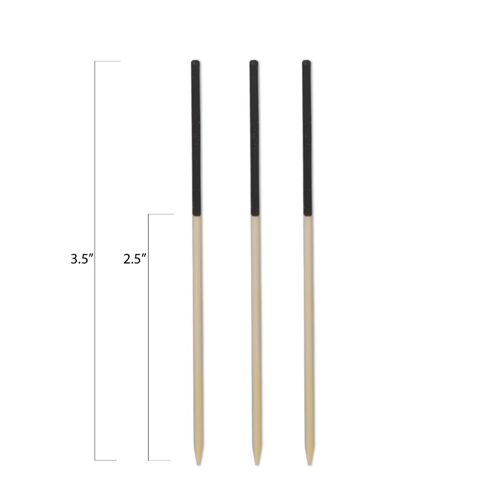 Color-Tip Bamboo Toothpicks - Black - 3.5 Inch - Pick On Us, LLC