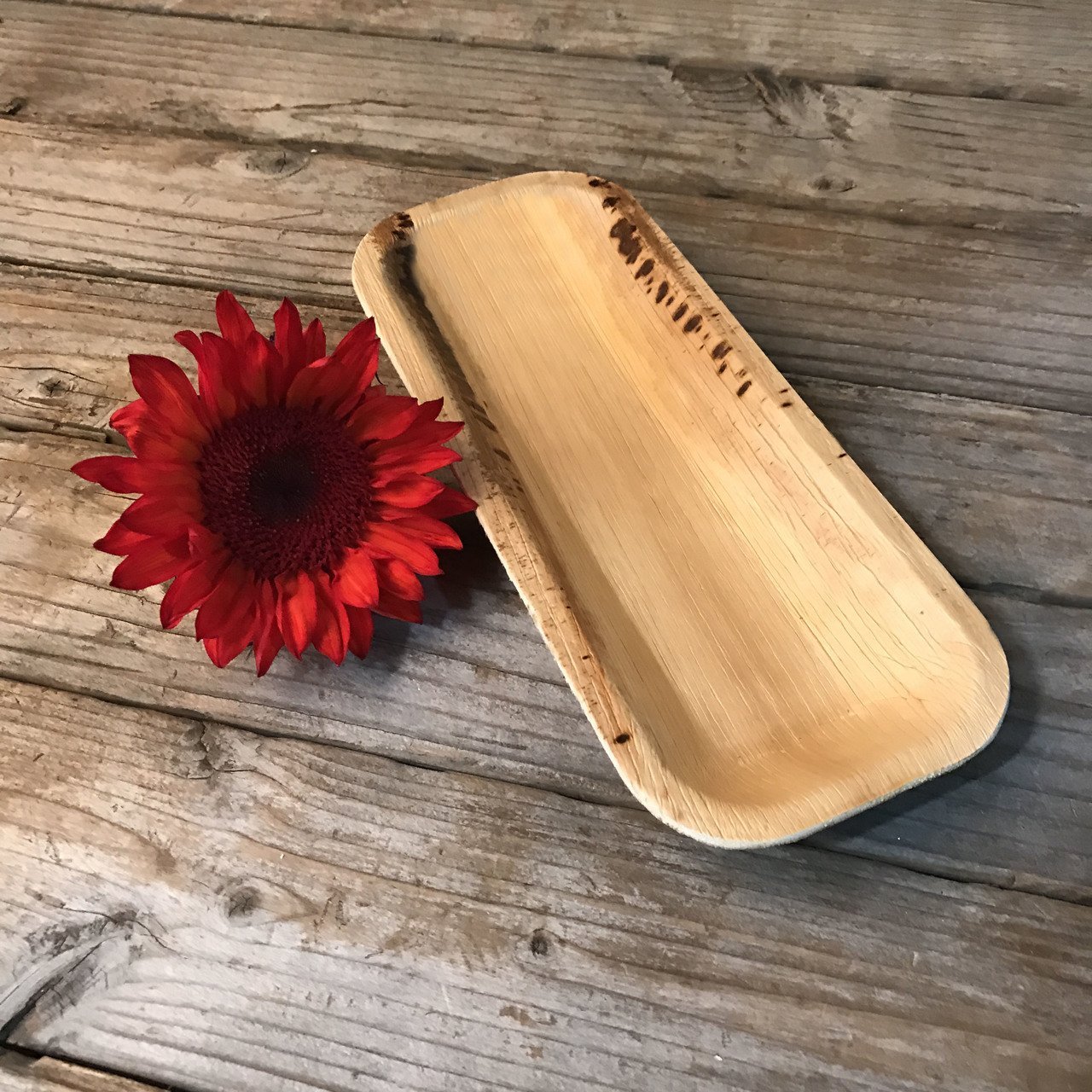 Palm Leaf Plates - 4 x 10 Inch Deep Rectangle - Pick On Us, LLC
