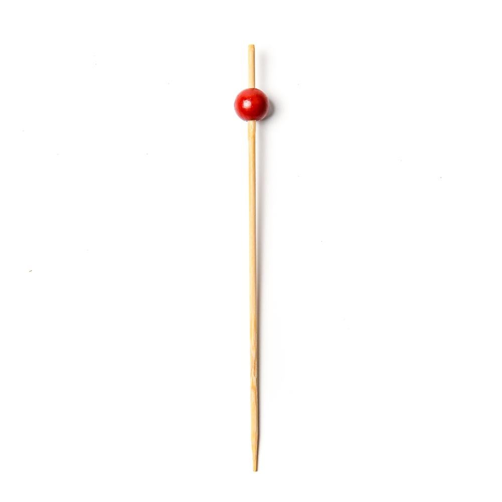 Red Ball Bamboo Skewers - 6 Inch - Pick On Us, LLC