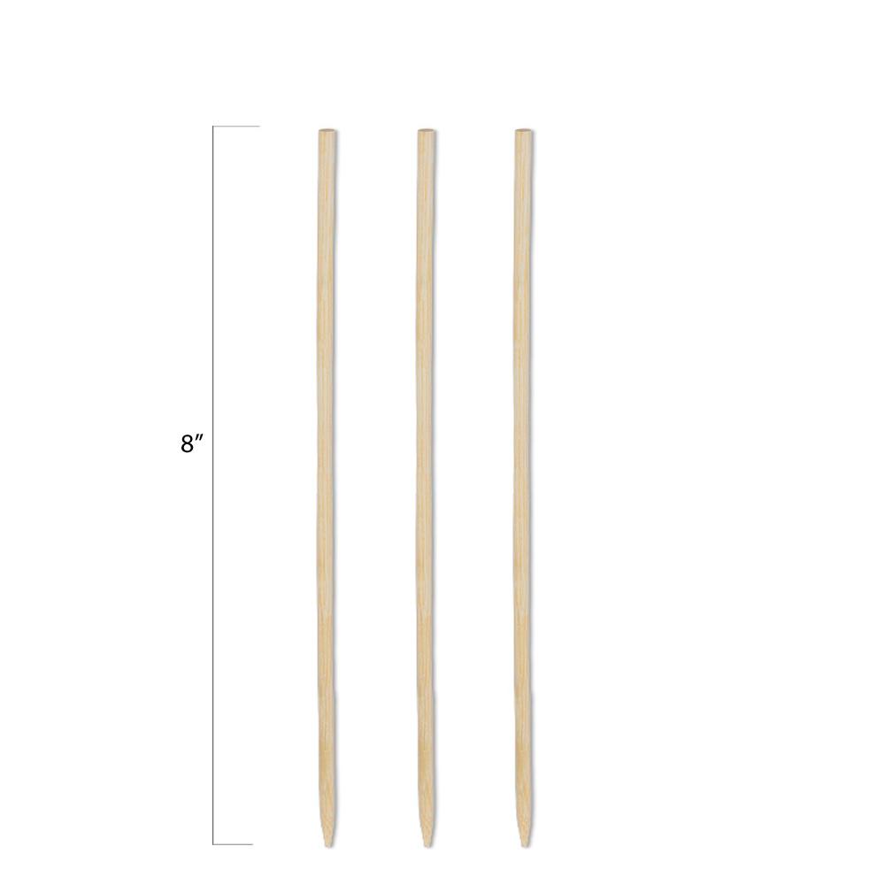 Round Bamboo Skewers - 8 inch - Pick On Us, LLC