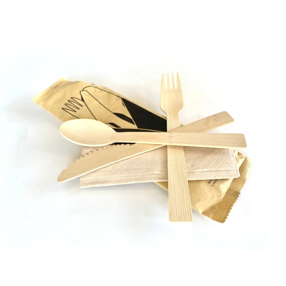 Wrapped Premium Bamboo Utensil Set - Pick On Us, LLC