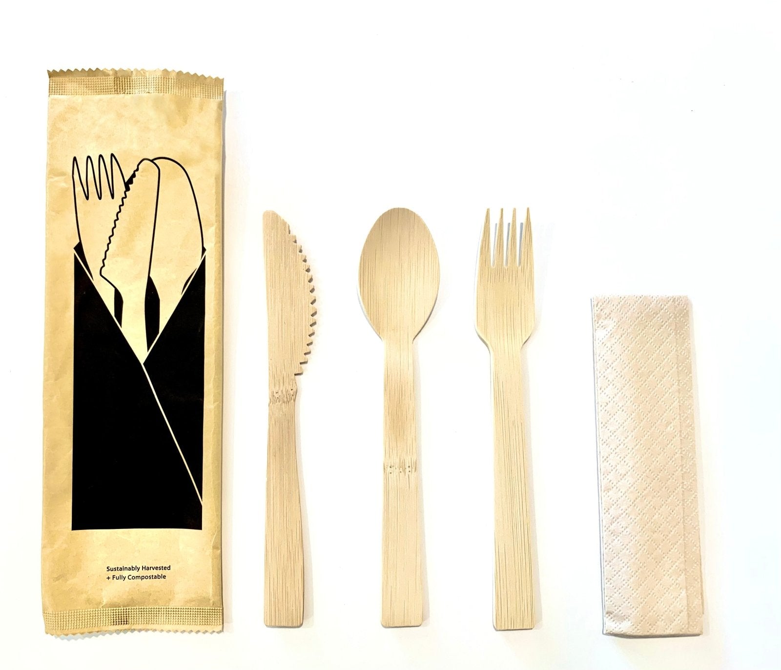 Wrapped Premium Bamboo Utensil Set - Pick On Us, LLC