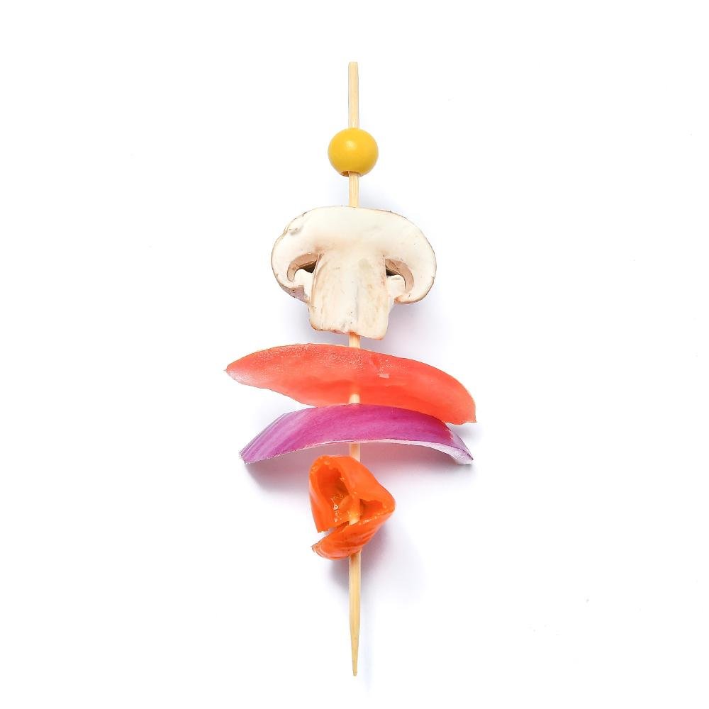 Yellow Ball Bamboo Skewers - 6 Inch - Pick On Us, LLC