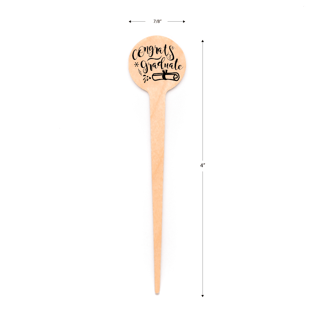 4 inch Custom Mini Dessert Graduation Toppers – Custom Print - Round Top ( Pointy ) - Pick On Us, LLC