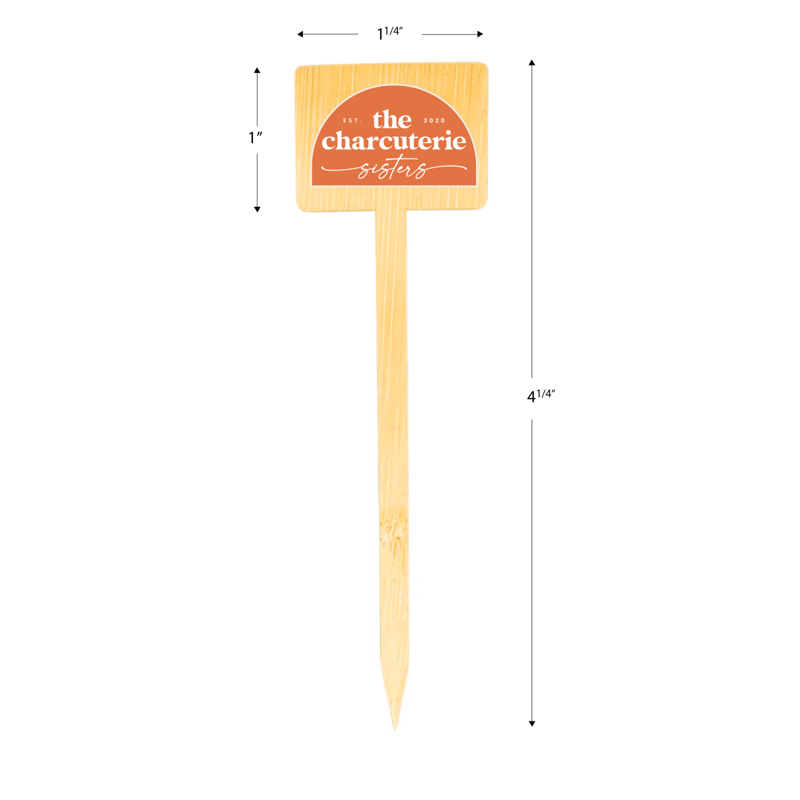 4.75 Inch Bamboo Custom Gourmet Charcuterie Picks - Horizontal Rectangle - Pick On Us, LLC