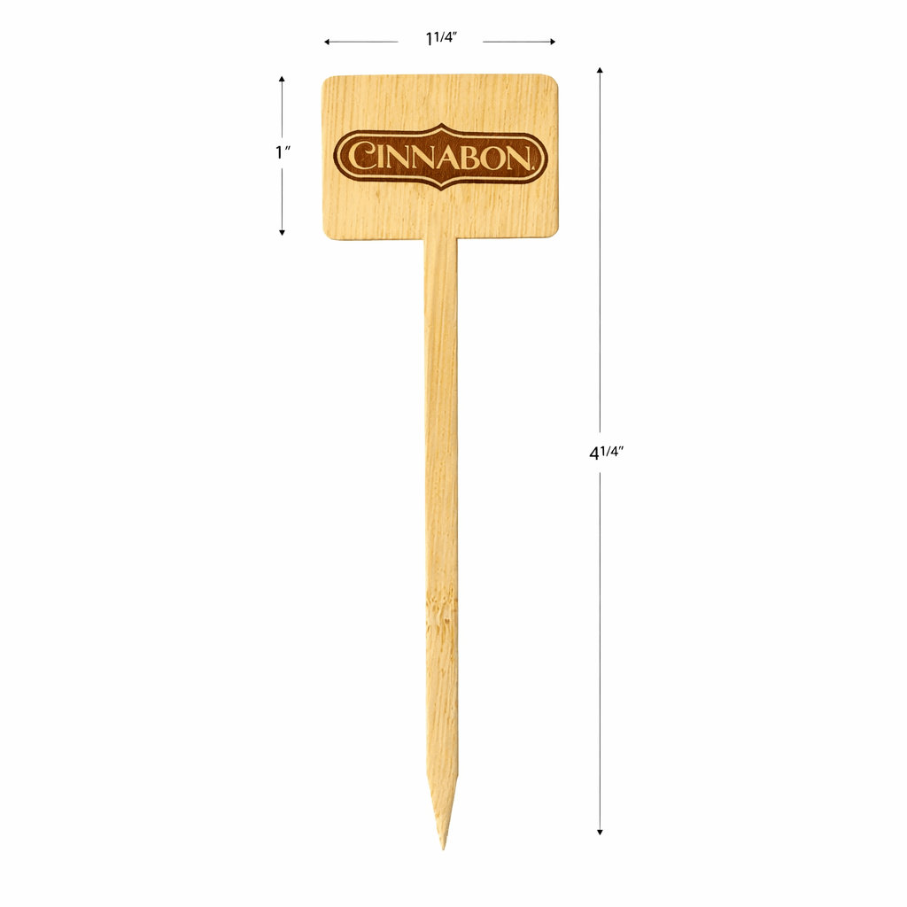 4.75 Inch Bamboo Horizontal Rectangle Skewer - Laser Engraved Double Sided - Pick On Us, LLC