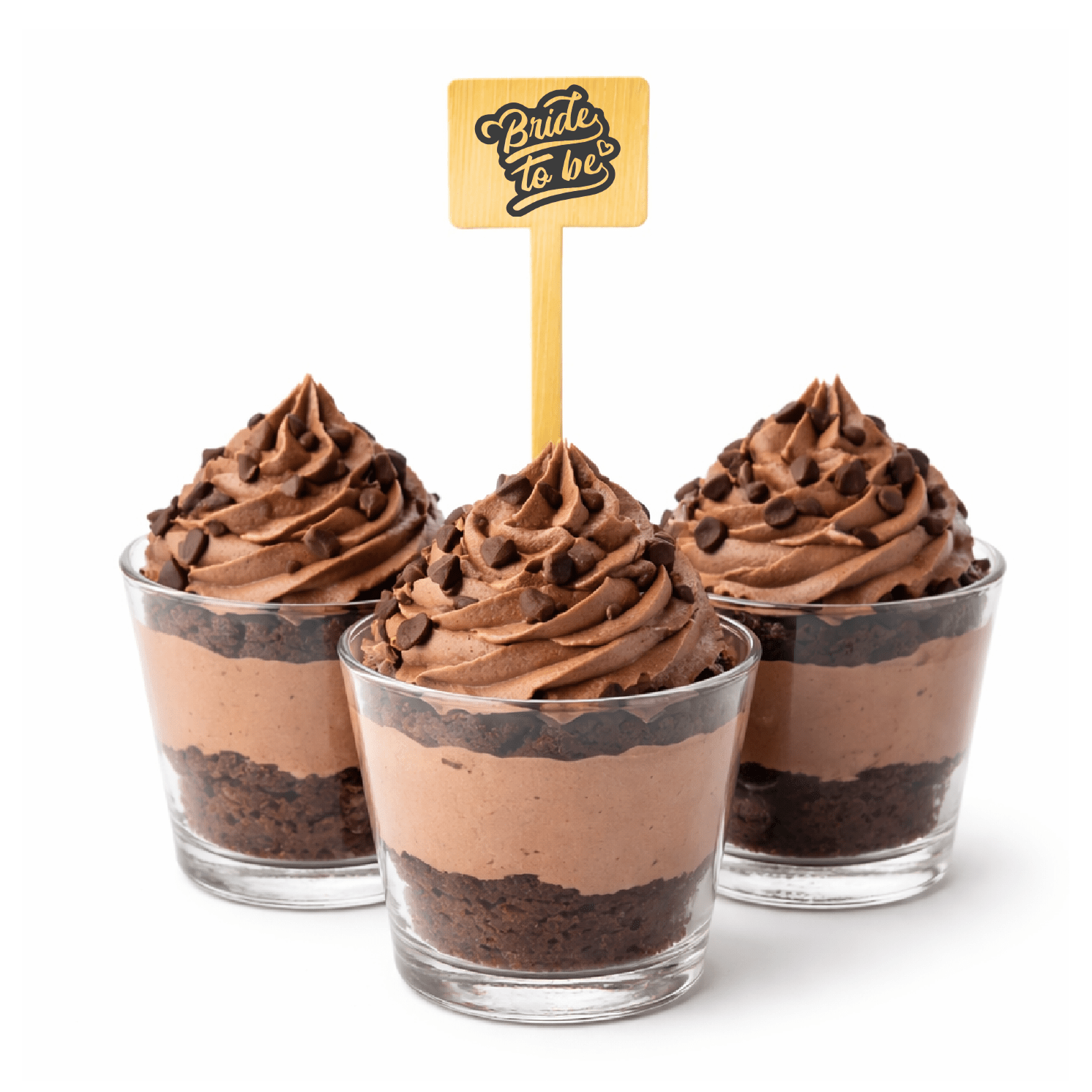 4.75 Inch Bridal Shower Dessert Picks - Bamboo Horizontal Rectangle - Pick On Us, LLC