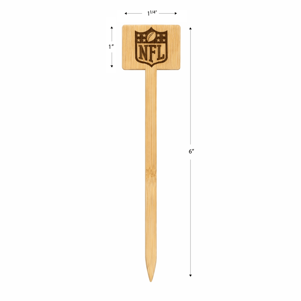 6 Inch Bamboo Horizontal Rectangle Skewer - Laser Engraved Double Sided - Pick On Us, LLC