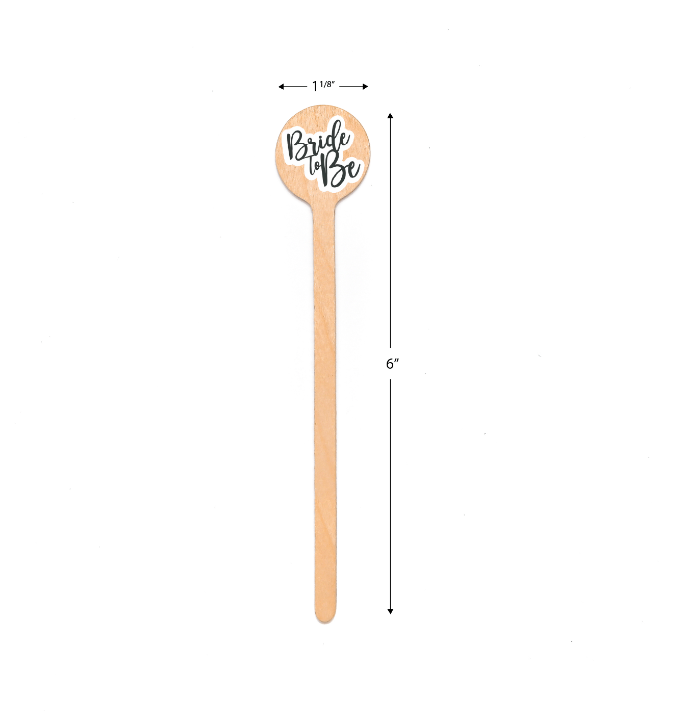 6 inch Custom Bridal Shower Drink Stirrers - Round Top - Color Printing - Pick On Us, LLC