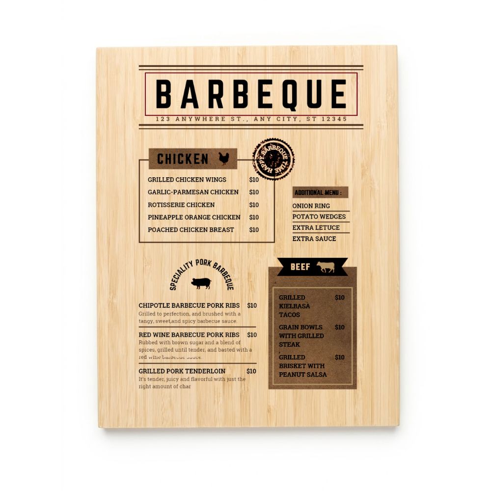 8 × 10 Inch Custom Printed Bamboo Sign