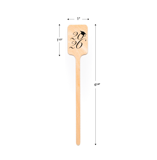 6.25 inch Custom Graduation Drink Stirrers - Rectangle Top - Color Printing