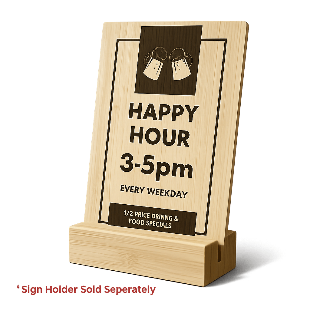 Custom Bamboo Sign - 4 x 6 Inch - Double Sided Printing - Pick On Us, LLC