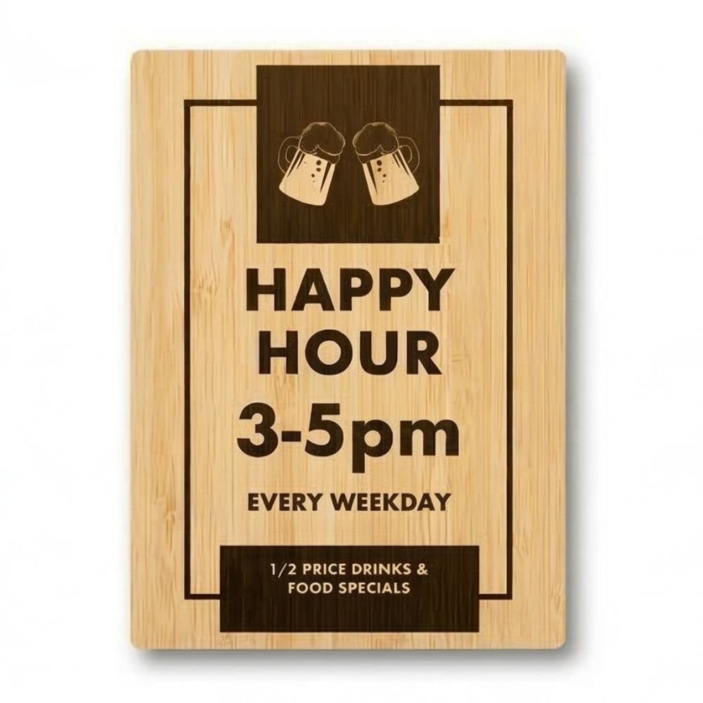 Custom Bamboo Sign - 4 x 6 Inch - Double Sided Printing - Pick On Us, LLC