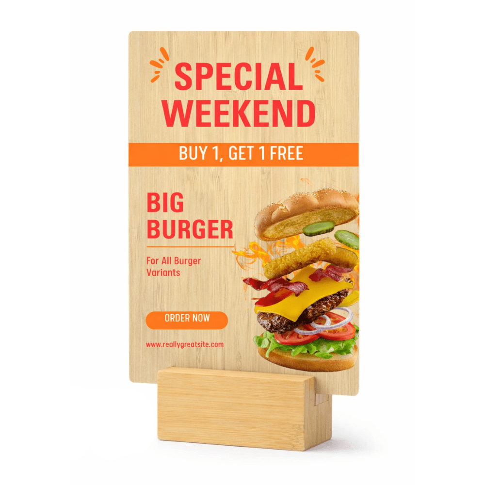 Custom Bamboo Sign - 5 x 7 Inch - Double Sided Printing - Pick On Us, LLC