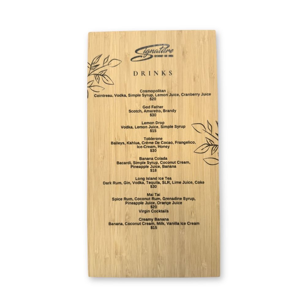 Custom Bamboo Sign - 5.75 x 10.75 Inch Double Sided Printing - Pick On Us, LLC