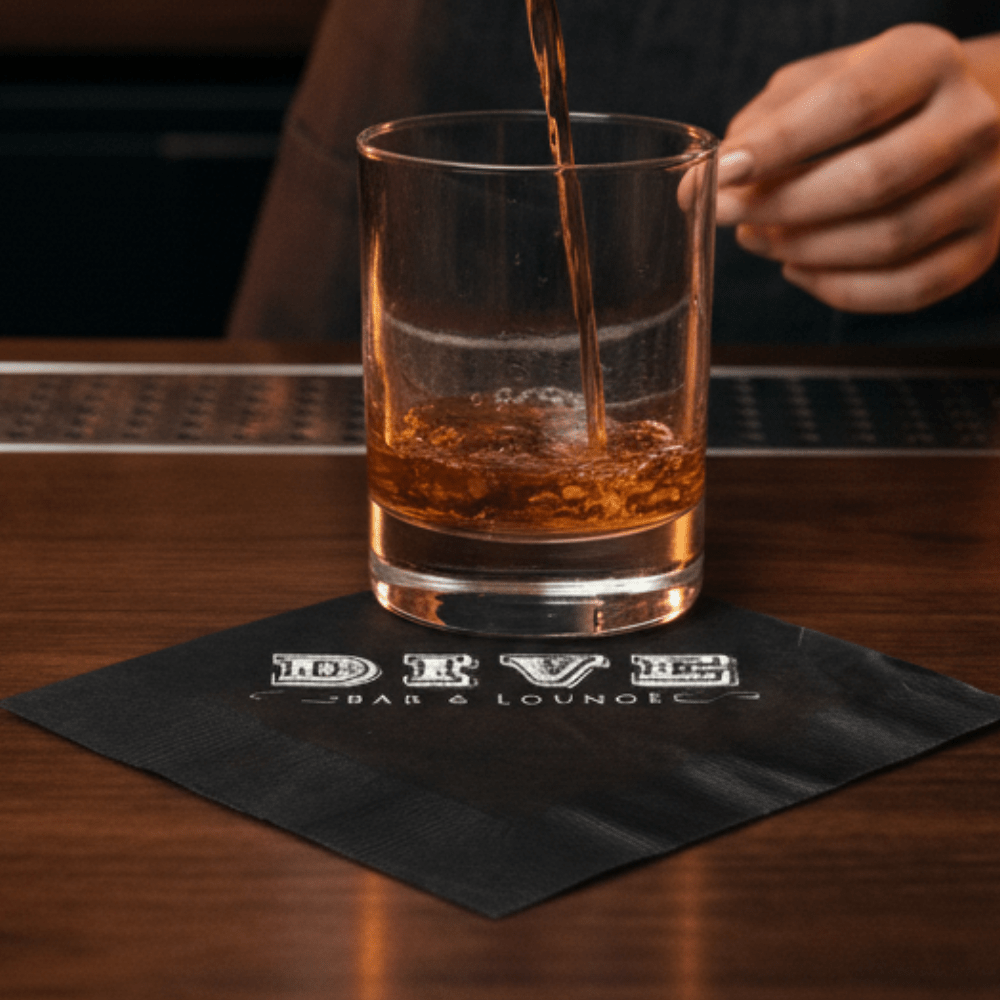 Custom Cocktail Napkins - Black - Pick On Us, LLC