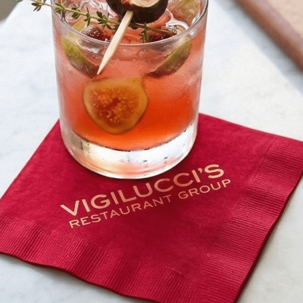 Custom Cocktail Napkins - Red - Pick On Us, LLC