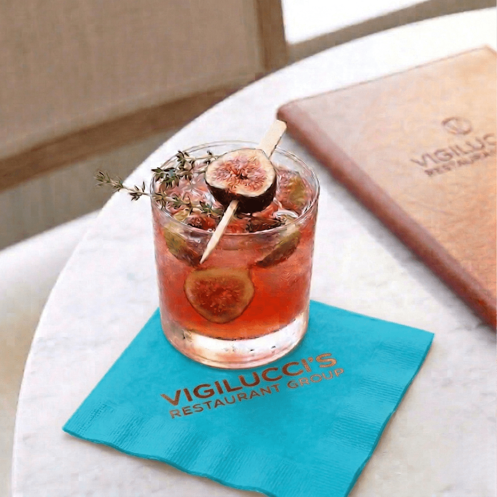 Custom Cocktail Napkins - Turquoise - Pick On Us, LLC
